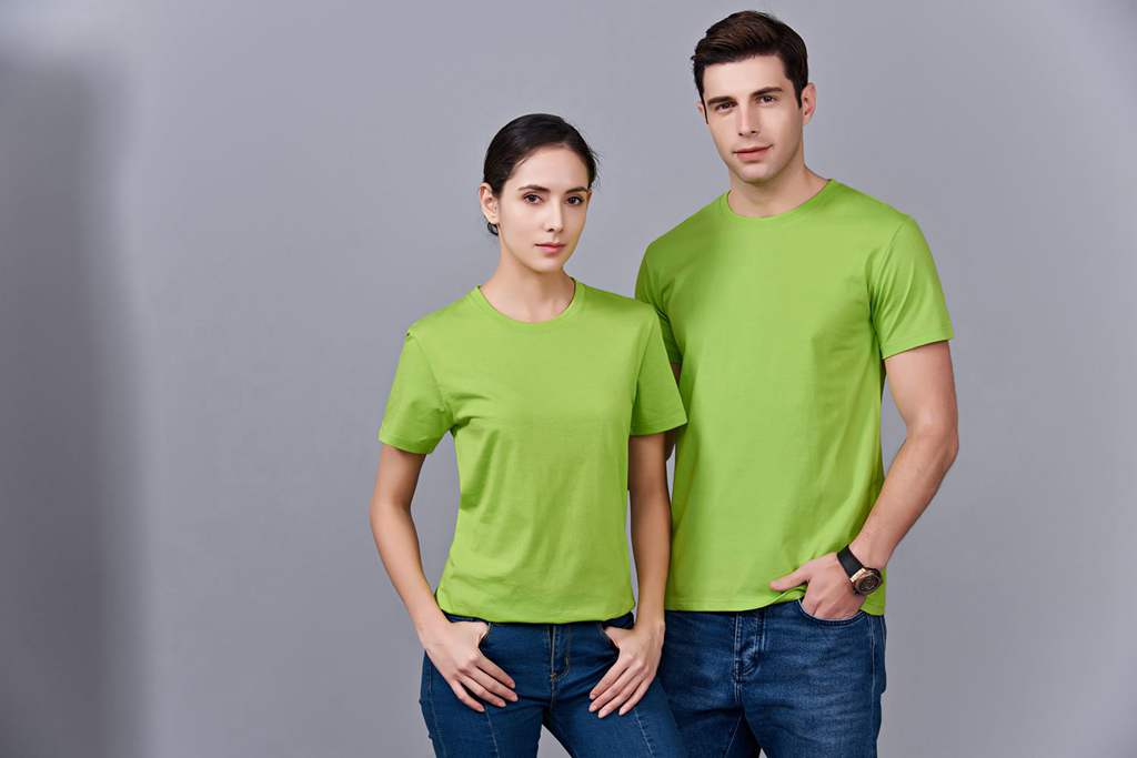 畢業創意校服班服文化衫定制加工LOGO繡秀印花款 澳大利亞棉200G長短袖文化衫 果綠色