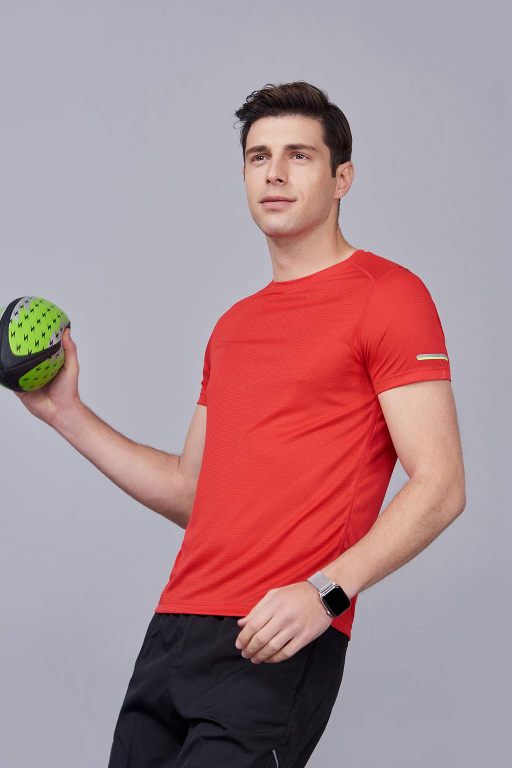 超彈力純色上衣 夏季男女裝T恤文化衫紅色 【圓領(lǐng)】